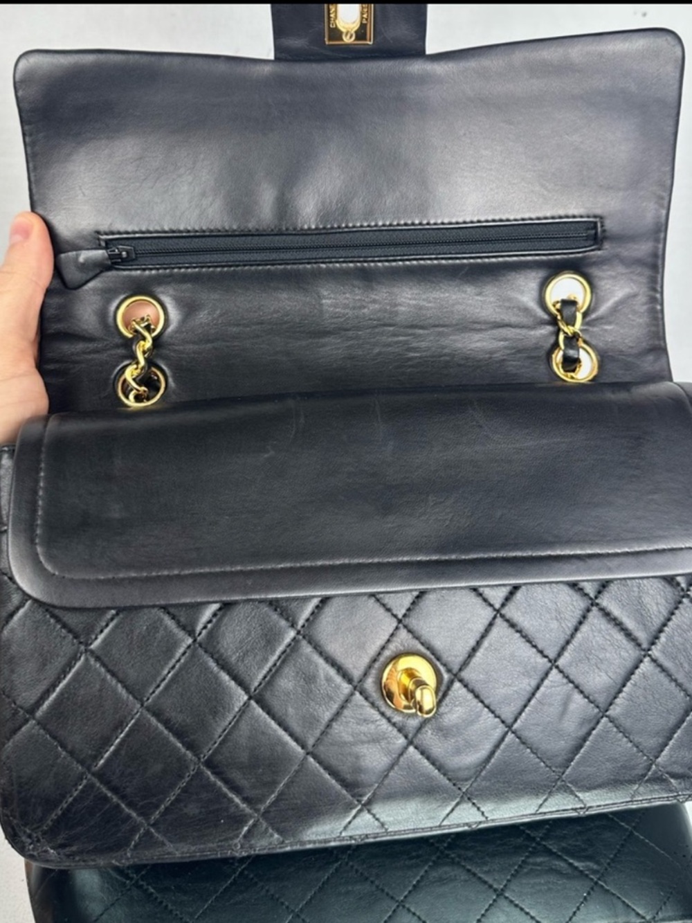 Chanel Medium Classic Double Flap Bag Black Lambskin 24KT Plated - Picture 8 of 13